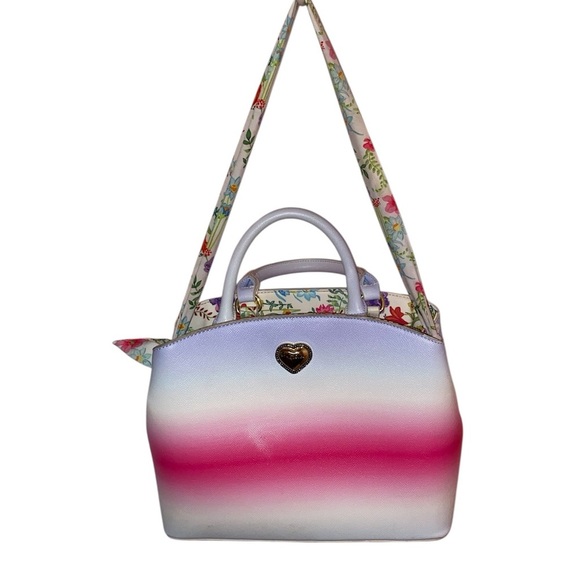 Betsey Johnson Gigi Triple Entry Scarf Rainbow Leather Satchel/Shoulder Bag - Picture 1 of 6